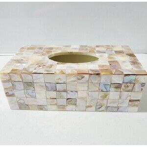 Tissue Box Cover Capiz Shell Mother of Pearl NEW
